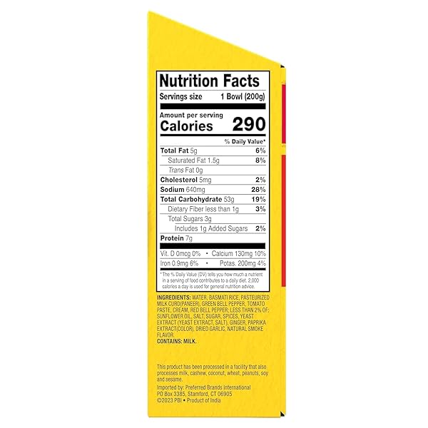 TASTY BITE SMOKY PANEER BIRYANI RICE BOWL, READY TO EAT, MICROWAVEABLE, GLUTEN FREE, 7 OUNCE (PACK OF 6)