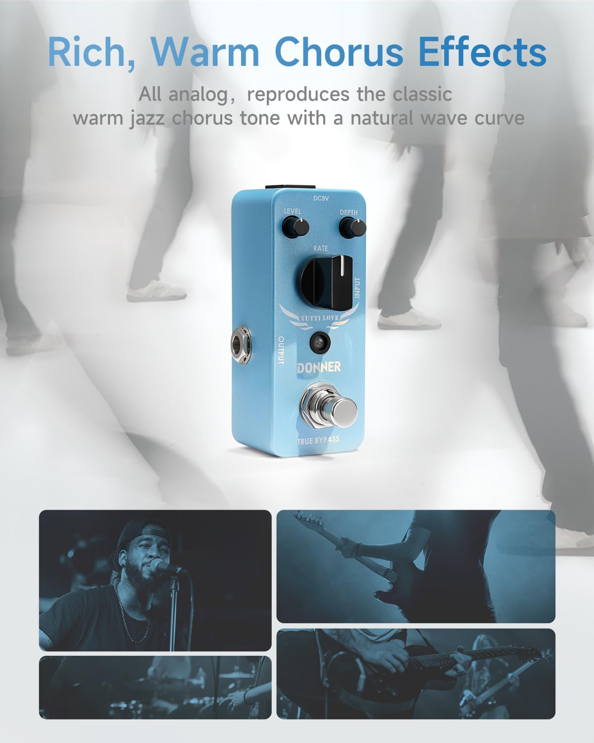 Donner Chorus Pedal, Tutti Love Analog Chorus Effect Classic Warm Chorus for Electric Guitar True Bypass
