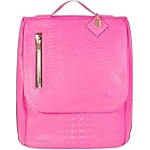 Tote&Carry Apollo 2 Large Vegan Backpack, Eco-Friendly Carry-On Bag for Travel, Work & Daily Use – Water-Resistant (Crocodile Skin Pattern, Neon Pink)