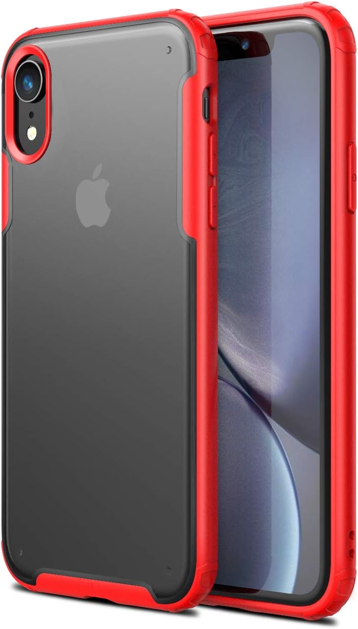 Speira Compatible with iPhone XR Slim Case Transparent Shockproof (Protective Cover with Red Edge)