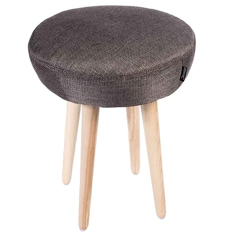 Decostyle PU Foam Tetra Stool with Solid Wood Legs for Living Room/Bed Room