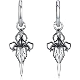 MEDWISE Spider Dagger Earrings 925 Sterling Silver Spider Drop Hoop Earrings Dagger Dangle Gothic Jewelry Gift for Women Men Christmas Gifts