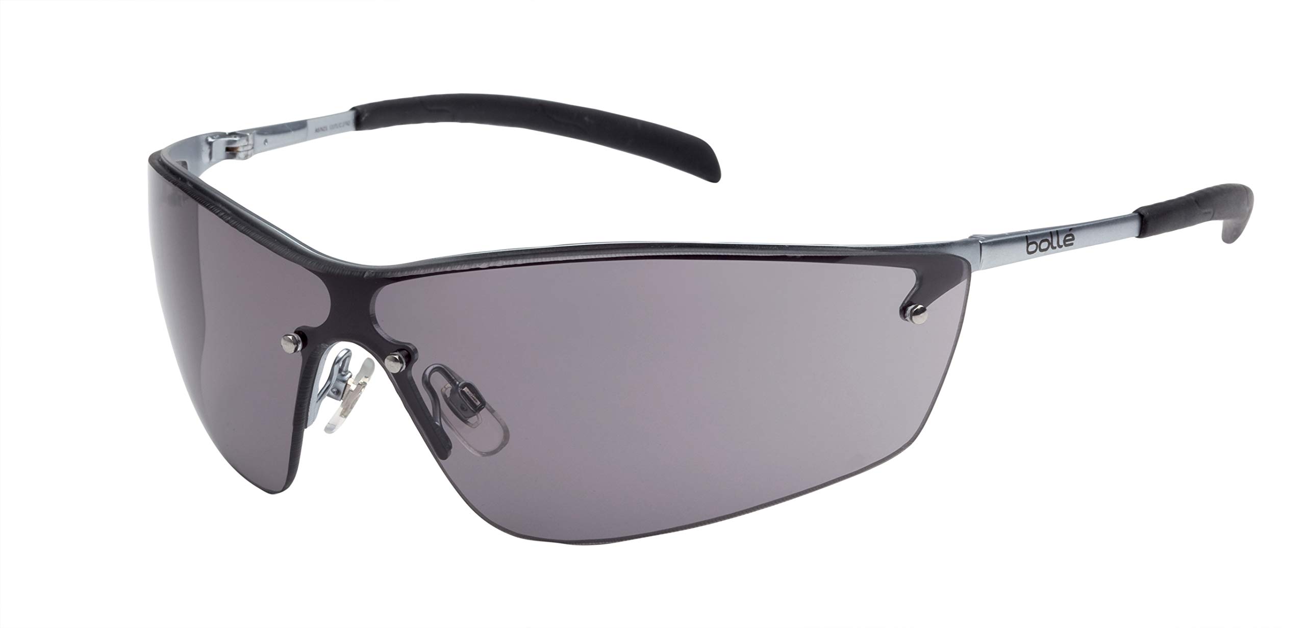 Bolle SILPSF Glasses Metal Frame with Tipgrip PC Anti-Scratch and Fog Lens, Smoke