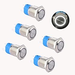 DMWD 5Pcs 16mm Latching Push Button Switch 12V 24V