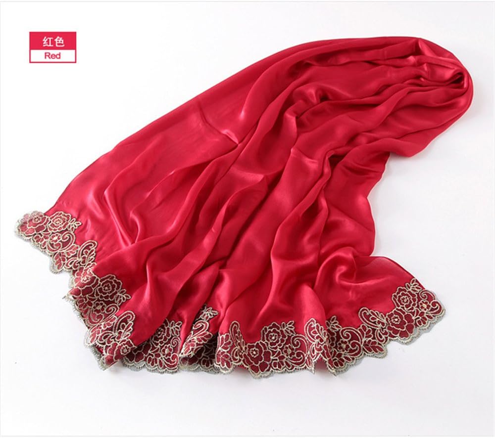 YRXDD Spring and summer silk scarf embroidered mulberry silk scarf lady shawl,red,200 * 70cm