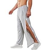 Deyeek Men's Tear Away Pants 2 Side Snap Open Bottom Sweatpants Loose Fit Casual Post Surgery Pants with Pockets