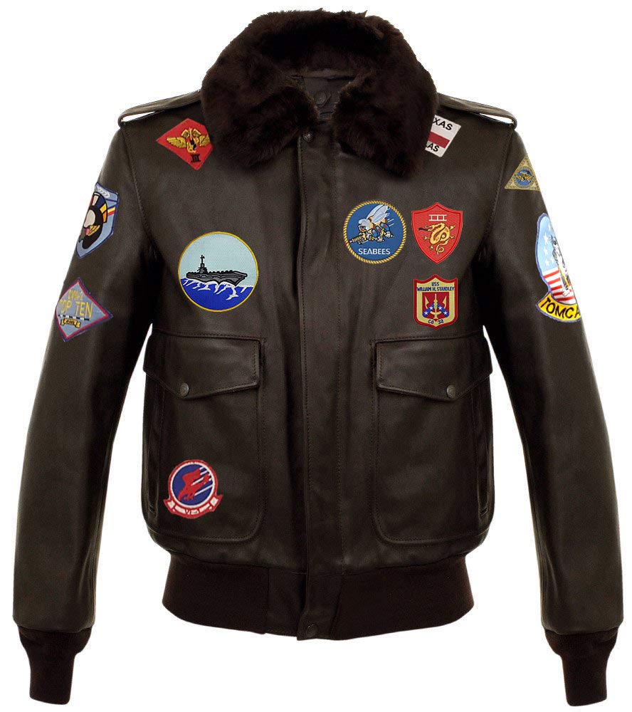 A-2 Aviator jacket Cowhide Leather Bomber Aviator Flight Jacket - Aviator Brown Leather Jacket Men