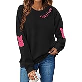Muhuyi Easter Bunny Sweatshirt Women Long Sleeve Cute Rabbit Bunny Peeps Graphic Tees Happy Easter Pullover Tops