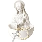 Our Lady of Grace Statue Virgin Mary Keepsake Rosary Holder,Includes Two Rosary Necklaces Catholic Gifts for Women,Brithday Gift to Mom Religious Home Decor