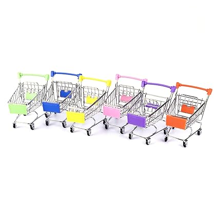ellaroom Convenient Design Creative Mini Children Handcart Simulation Small Supermarket Shopping Cart Kids Pretend Play Toys Strollers Color Random(None Color Random)
