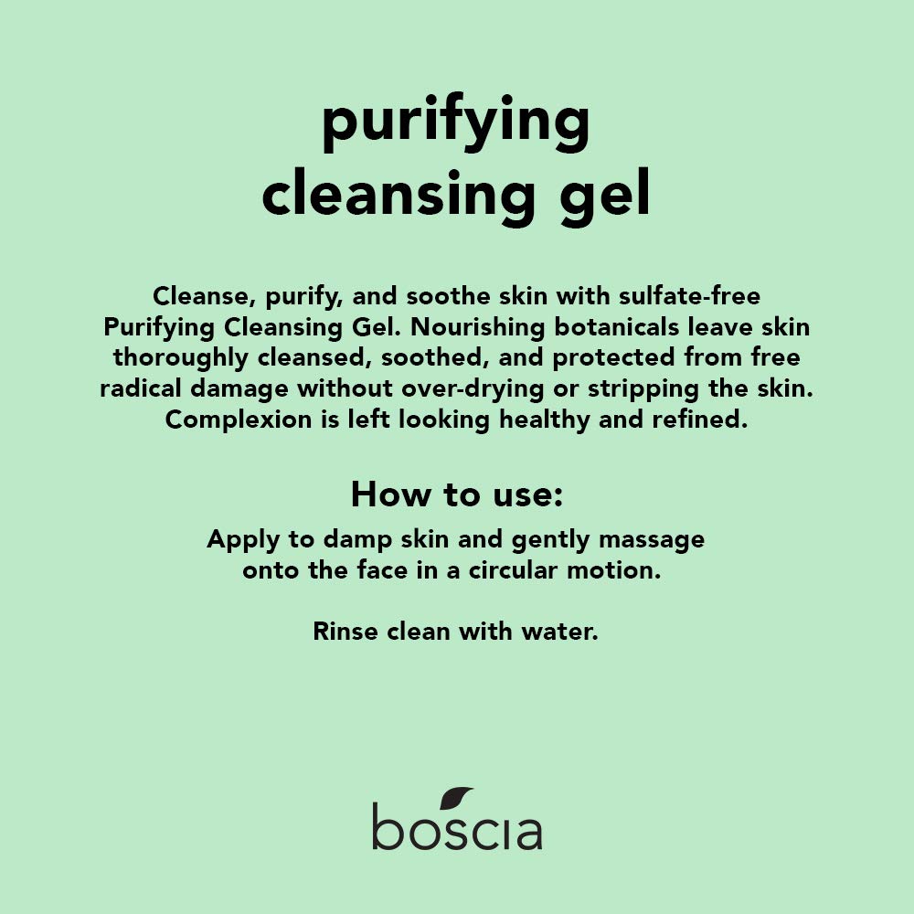 boscia Purifying Cleansing Gel - Vegan, Cruelty-Free, Natural and Clean Skincare | Daily Natural Purifying Deep Cleansing Gel Face Cleanser, 5 fl oz: Premium Beauty