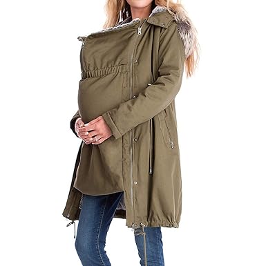 juqilu Damen Reißverschluss Umstandsmode 3 in 1 Tragejacke Umstandsjacke Lose Lange Ärmel Umstandsmantel Frühjahr/Sommer/Herb