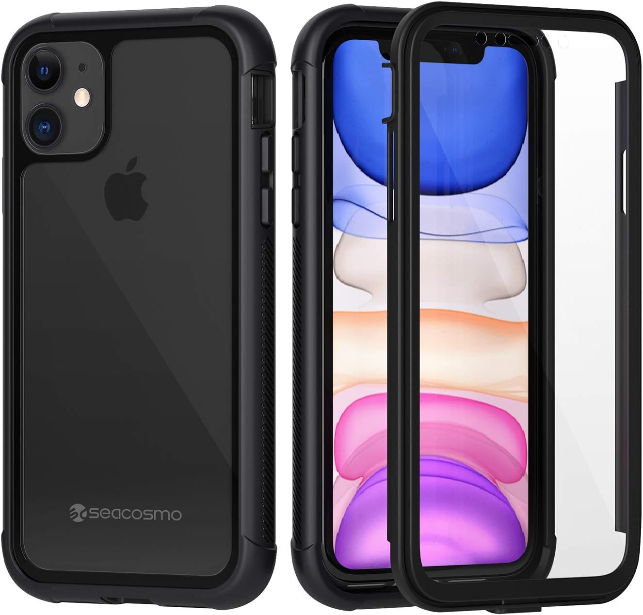 Seacosmo iPhone 11 Case, Shockproof Dustproof Case [Bulitin with Screen Protector] Silm Fit