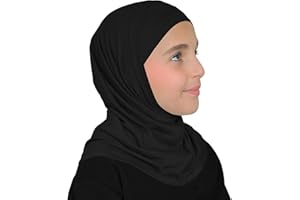 MIDDLE EASTERN MALL Girls Hijab Muslim Kids Amira 2 piece Instant Head Scarf Easy Pull On Hood & Tube Cap