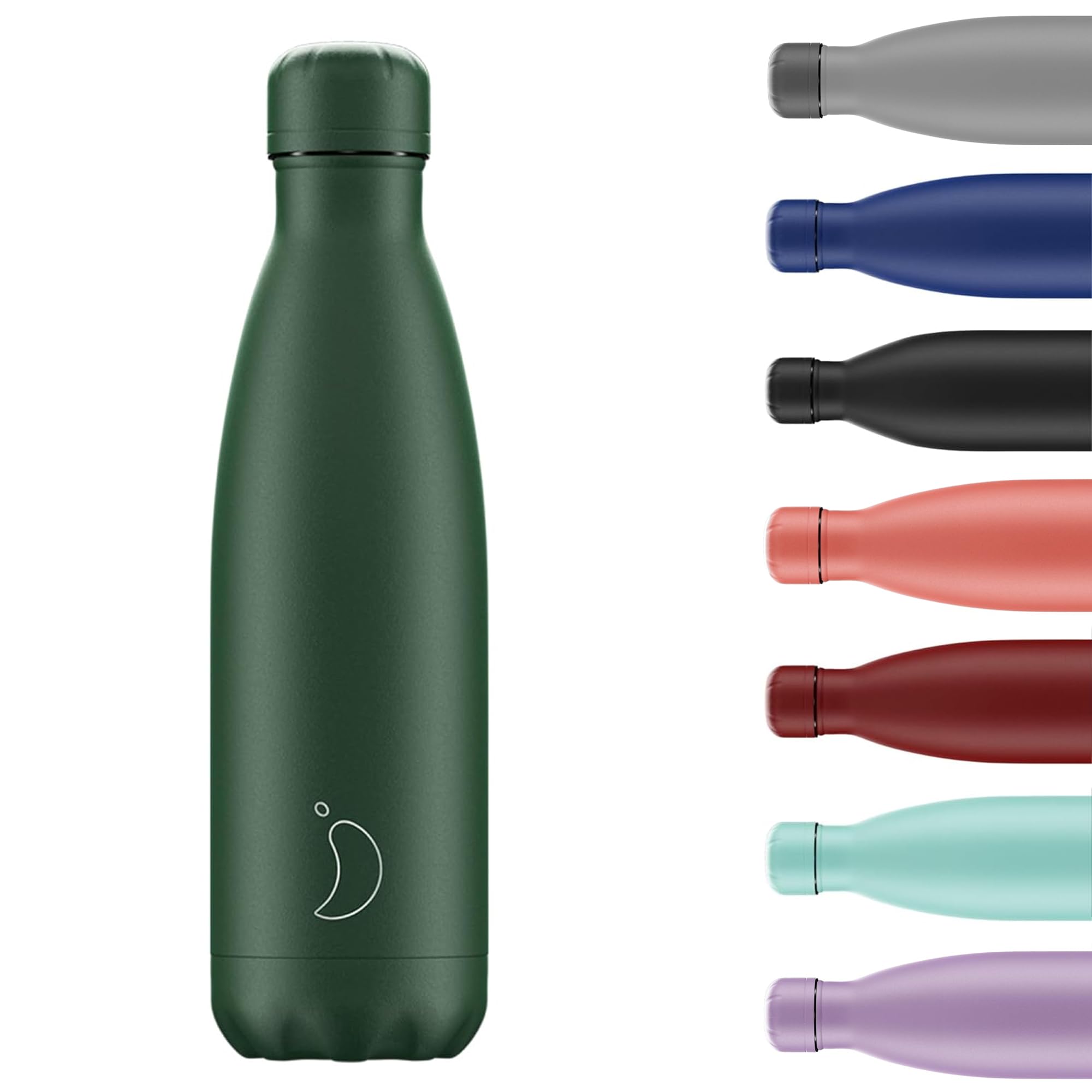 Chilly's Original Water Bottle - Vacuum Insulated Stainless Steel Water Bottle, Reusable Thermal Flask for Hot & Cold Drinks - Leak Proof, No Sweat - Matte - All Green, 500ml — image 1