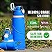 Collapsible Water Bottle Outdoor Bottle Portable Sports Silicone Flexible Leak-Proof Bottle Lightweight Foldable Reusable Camping Hiking Traveling Walking Running Smart Hydration Solution 750ml-Blue