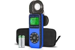 GOYERRNES Illuminance Light Meter, Digital Lux Foot Candles Meter 0.1~400,000 Lux (0.1~40,000 FC) with 270º Rotatable Detector, Lumen Meter Luxmeter for Indoor Outdoor 881D