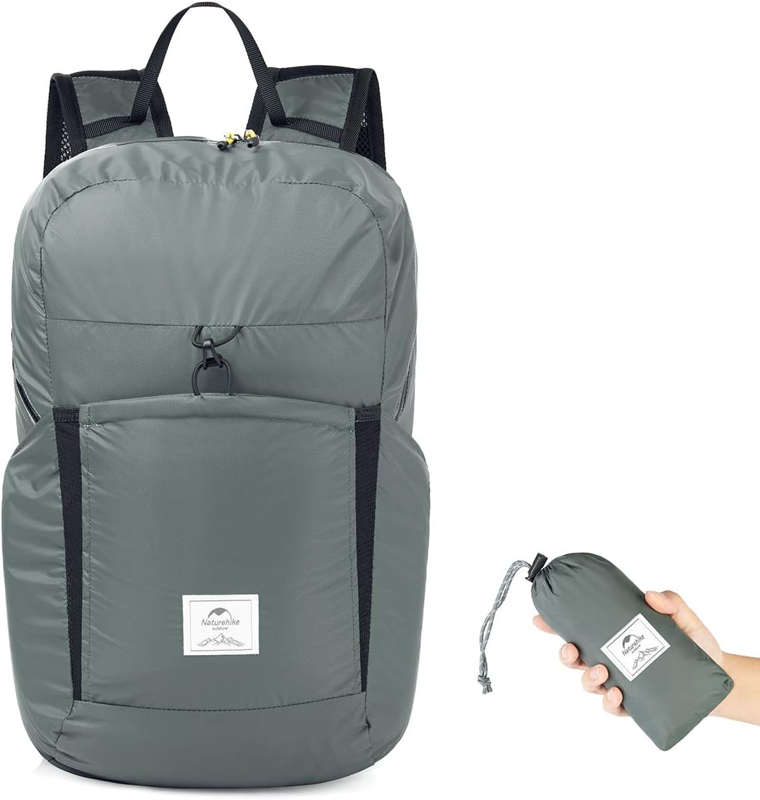 22L Rainproof Lightweight Packable Backpack Bicycle Travel Airplane (22L Grey)