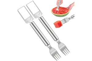 Velaco 2 PACK 2-in-1 Watermelon Cutter and Fork, 9.5 Inch Stainless Steel Fruit Cutter Slicer Tool