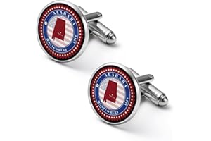 ROUIJN Alabama State Logo Men's Cufflinks Personalized Shirts Cuff Links Set Business Wedding Accessories