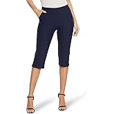 Ginasy Capri Pants for Women Casual Summer Dressy Pull On Stretch High Waisted Crop Work Leggings with Pockets