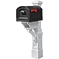 Step2 Atherton Extra Large Mailbox & Post, Weather Resistant, Large Outdoor Mailboxes, Made of Durable Plastic, Easy to Install, Flag Included, Onyx Black