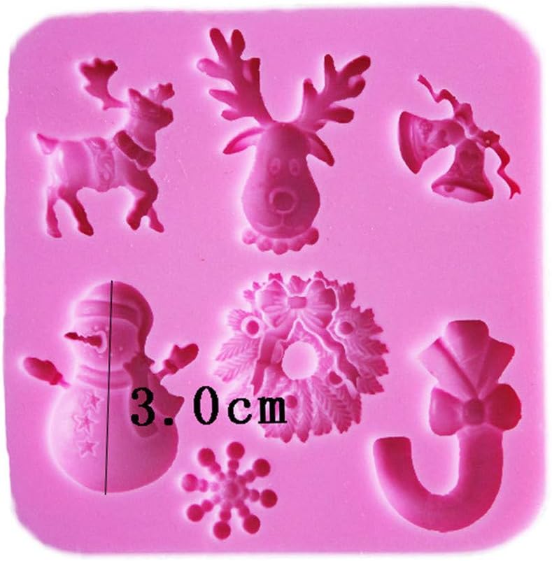 OCCOKO Christmas Theme Fondant Silicone Mold Diy Silicone Cake Baking Mold Christmas Tree Santa Claus Elk Sled Stick Mold Chocolate Cake Moulds For Party Cake Decoration(A, 1 PC)