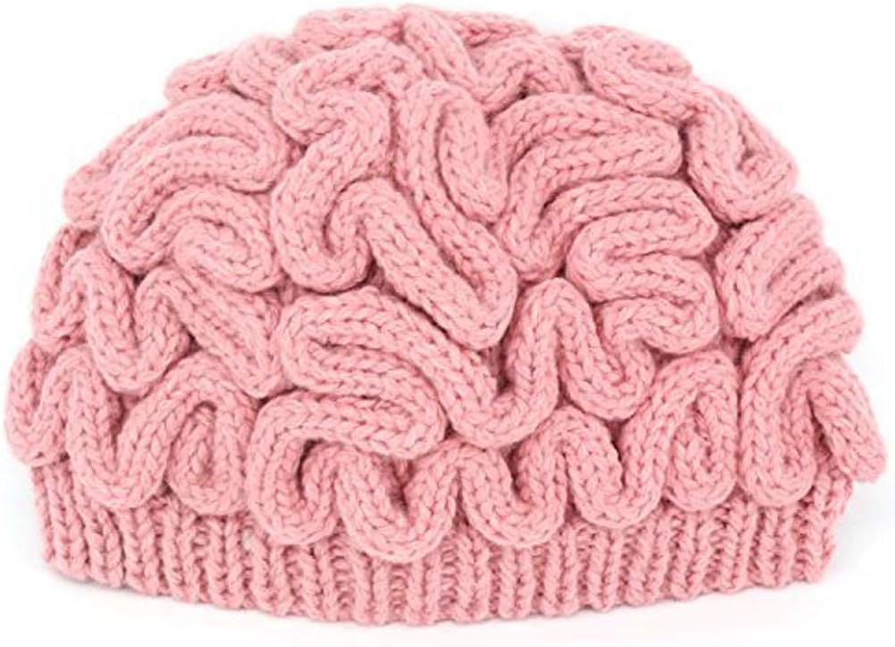 Creative Hand Made Knitted Brain Hat Unique Thinking Cap Winter Beanies for Men Women: Clothing