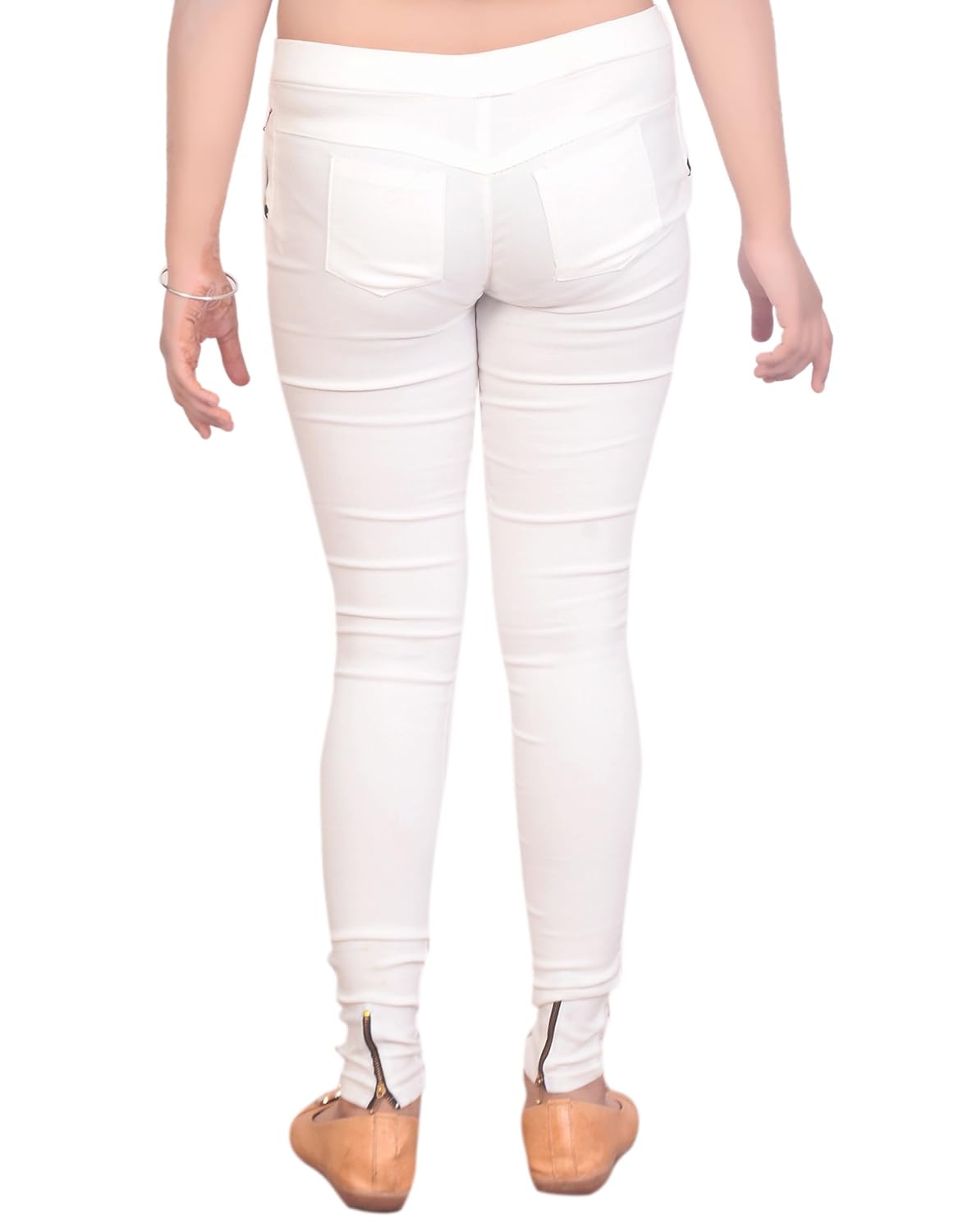 devil girl's white slim fit cotton jegging