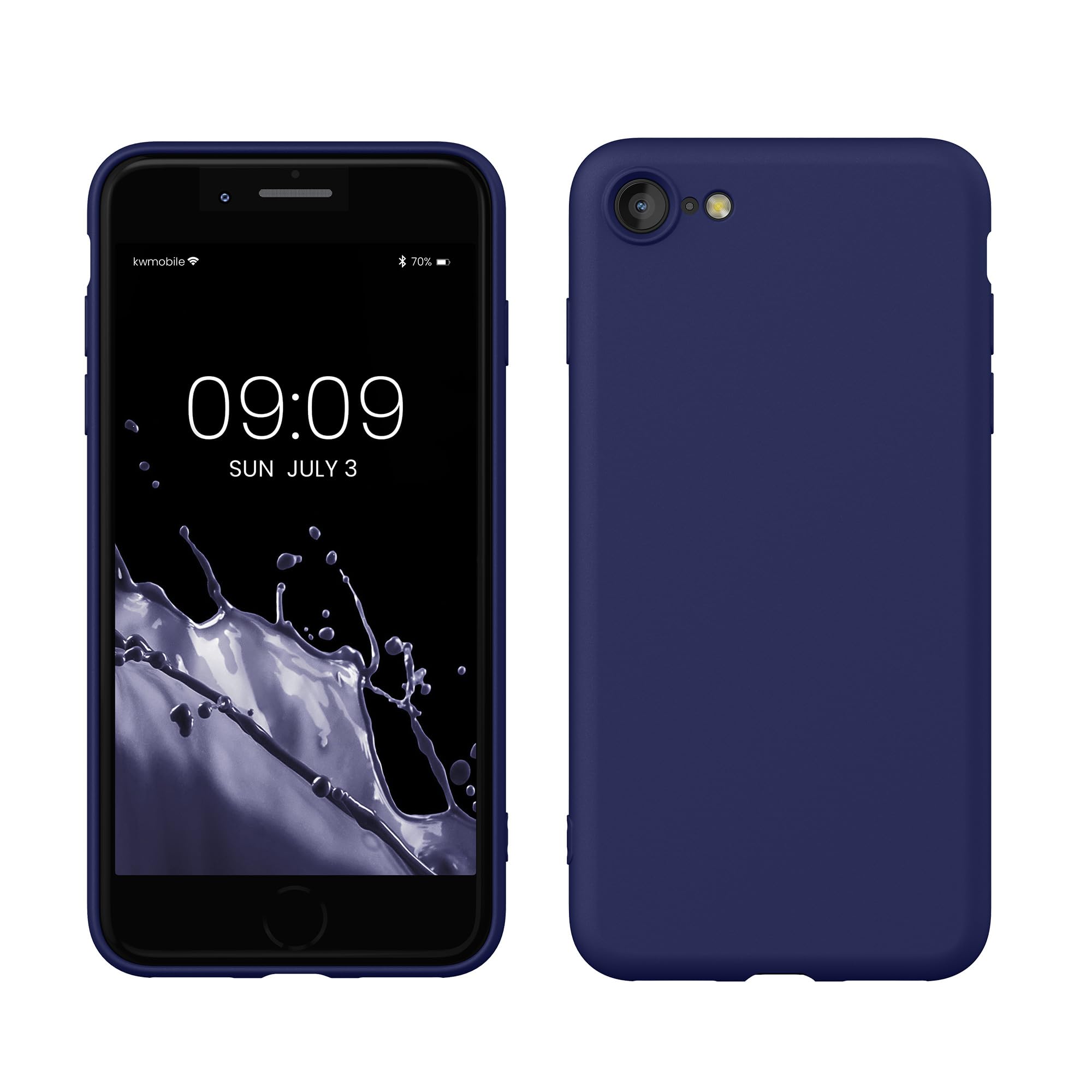 kwmobile Case Compatible with Apple iPhone SE (2022) / iPhone SE (2020) / iPhone 8 / iPhone 7 Case - Slim Protective TPU Silicone Phone Cover - Deep Ocean