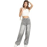 Women's High Waisted Wide Leg Jeans - Y2K Baggy Boyfriend Denim Pants with Pockets