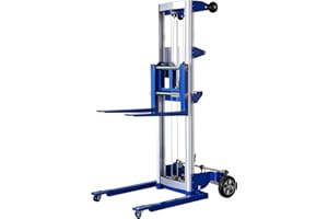 ELOMBR 122" Material Lift Winch Stacker, 400 lbs Capacity Manual Material Lifts, Adjustable Straddle Material Lifter, Hand Winch Lift Trucks for Warehouse, Factory, Lightweight, 42.90" L x 43.30" W