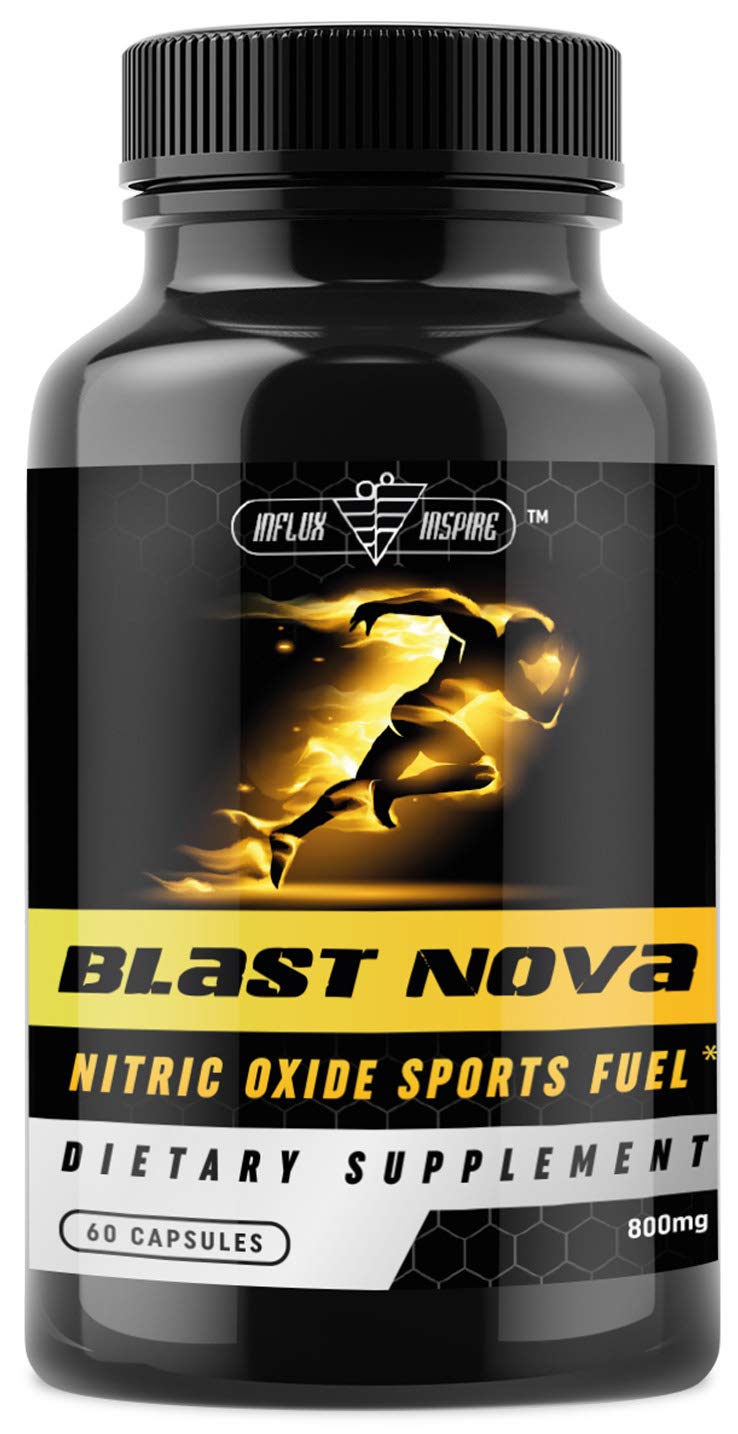 Nitric Oxide Supplements L Arginine Blend, Energy Pills Pre-Workout for Men - Promotes Muscle Growth Strength, Vascularity - by Influx Inspire 60 Capsules