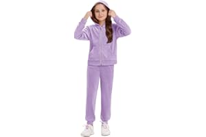 Stelle Girls Velour Tracksuits 2 Piece Sweatsuit Outfit Zip Up Hoodie and Jogger Sweatpants Athletic Clothing Sets