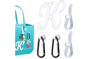 LHONGZY 5 Pcs Hooks Accessories for Bogg Bag, Insert Letter Charms Carabiner Keychain Key Holder Compatible for Small & Large Handbag Beach Tote Bag