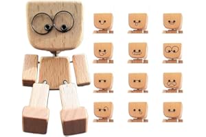 UOYOTT Shaking Feet Wooden Doll,Shaking Wooden Man Figurine,Wood Car Desktop Decoration,Handmade Car Dashboard Accessories wi
