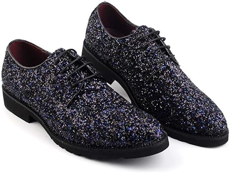 Amazon Co Jp Yingxinguang メンズ ファッション オックスフォード カジュアル 快適 パーソナリティ スパンコール ロートップ レースアップ ファッション フォーマル シューズ 6 D M Us ブルー ホーム キッチン