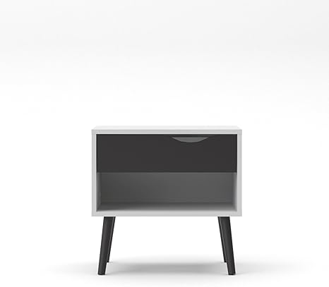 Amazon Com Tvilum Diana 1 Drawer Nightstand White Black Matte Furniture Decor