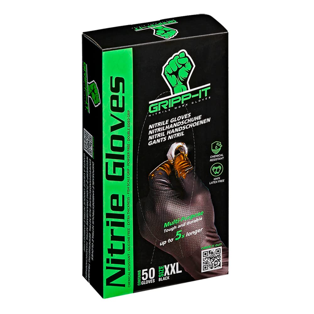 Gripp-It Nitrile Gloves - size XXL - Black - Dispenserbox of 50 pcs