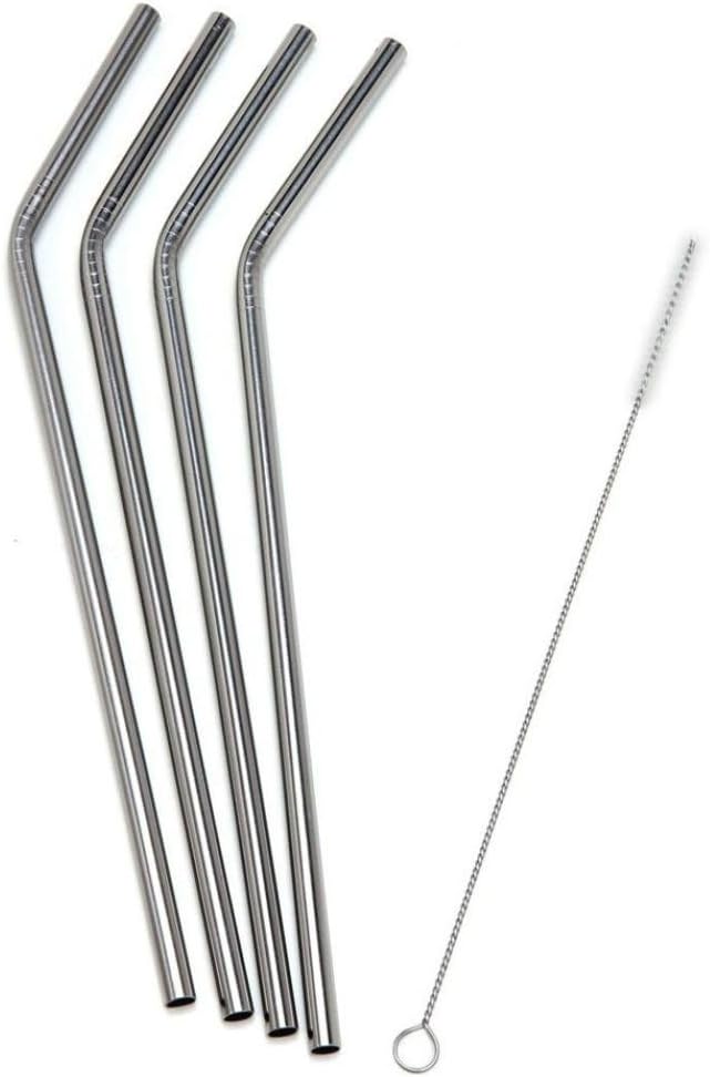 BLLKE Long Stainless Steel Drinking Straws Set of 4, FDA Standard Straws Reusable Straws for 30 oz Tumbler and 20 oz Tumbler, 1 Cleaning Brush Included