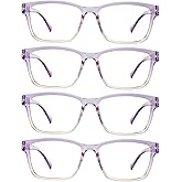 WEMOOTANTS 4 Packs Reading Glasses for Women Large Square Readers with Spring Hinges 1.0 1.25 1.5 1.75 2.0 2.25 to 4.0
