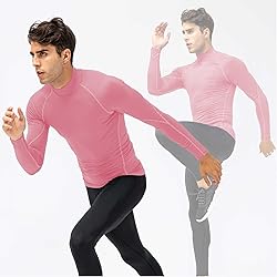Men's Pink Compression Shirt Long Sleeve Athletic
