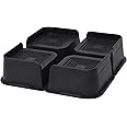MXMZHXU Bed Risers 2 inch, 3 inch, 4 inch, 6 inch or 8 inch Heavy Duty Furniture Risers, Up to 6000 Lbs L Shaped Design Bed Lifts Blocks for Couch Desk Sofa Table (Black, 3 Inch 4 Pack)