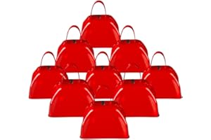ArtCreativity 3 Inch Red Metal Cowbell Noisemakers - Pack of 12 - Loud Metal Cowbell Noise Makers with Handles, Great for Football Games, Sporting Events, New Year’s Eve, for Kids and Adults