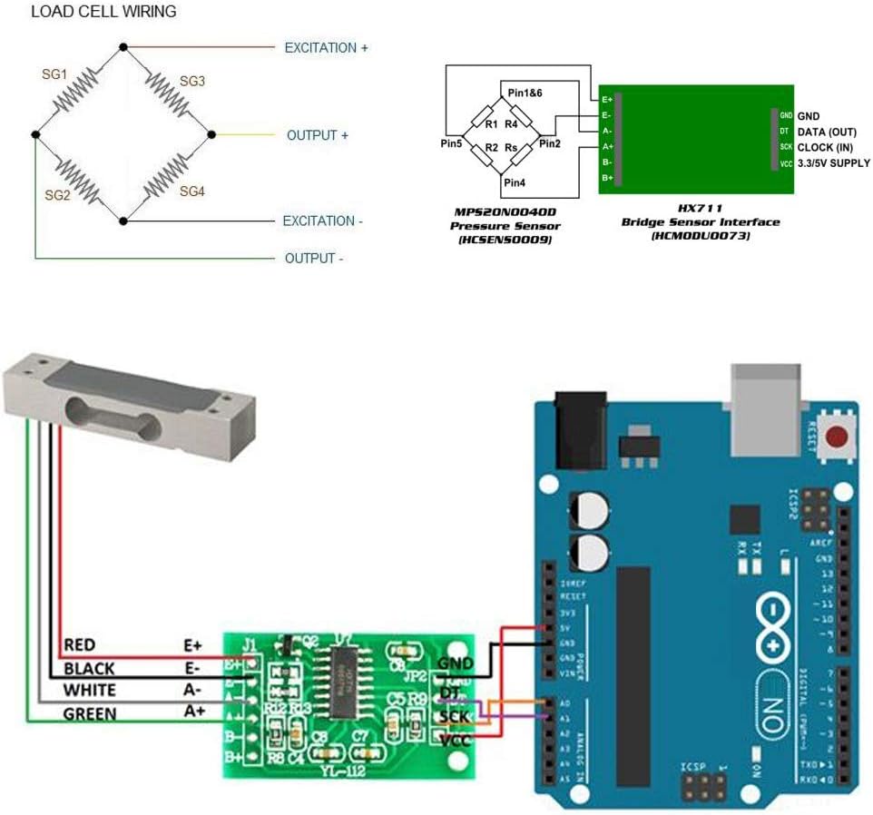 DIYmalls Load Cell 2kg Weight Sensor Electronic Kitchen Scale + HX711 ...