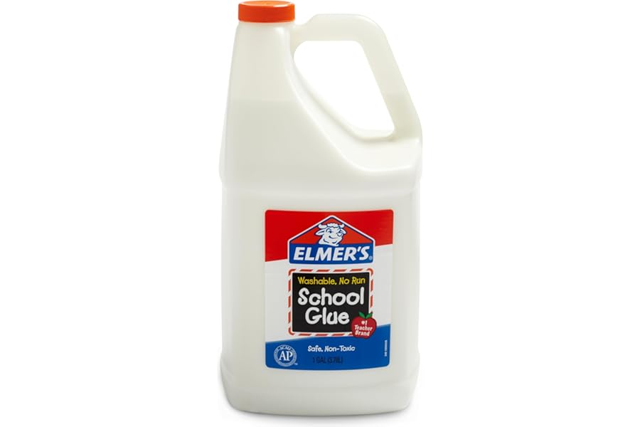 Elmer's White Liquid School Glue, 1 Gallon, Safe, Washable, 1 Count, - #1 Teacher Brand, Bulk Arts & Crafts, Projects, Classr