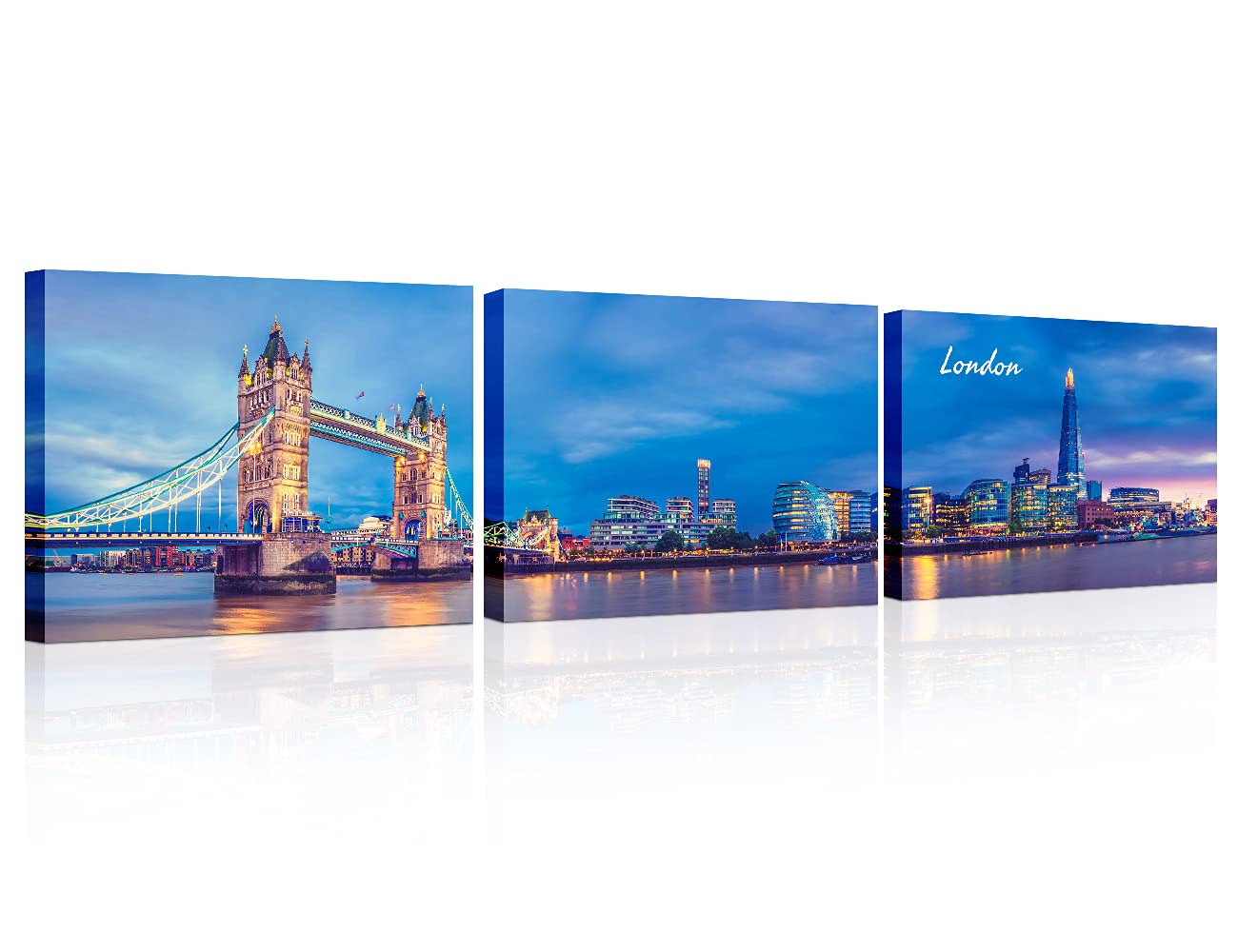 TISHIRON 3 Piece Canvas Wall Art Tower Bridge in London UK Canvas Art Wall Decor Cityscape Wall Art for Living Room Modern Artwork Framed Ready to Hang(16" Wx 12" H)