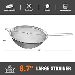 Walfos 9 Inch Large Fine Mesh Strainer, Kitchen