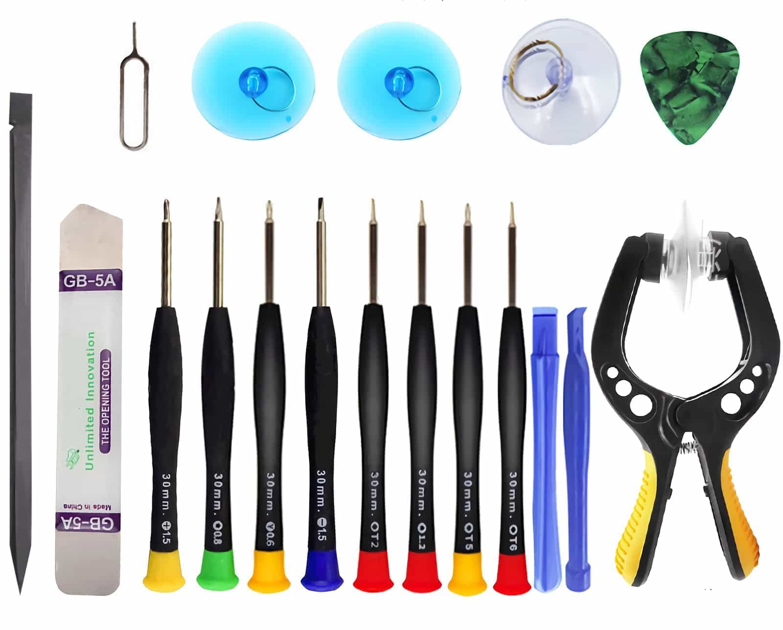 Upgraded 18 PCS Phone Screen Repair Kit, Suction Cup Pliers Opening Repair Kit, Repair Precision Screwdriver Set Compatible with iPhone, iPad, Cellphone and Other Smooth Surface LCD Screen Opener