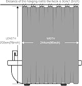 Furlinic Shower Curtain 244x200 cm Teal Mould Proof Waterproof 16 Hooks view 6